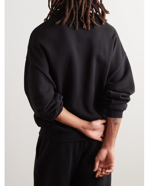 Fear Of God Black Logo-appliquéd Cotton-blend Jersey Sweatshirt for men