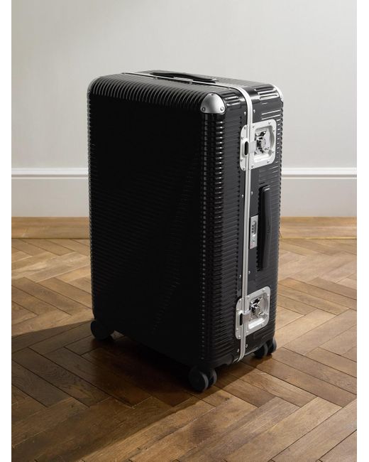 Fpm Milano Black Bank Light 76cm Leather-trimmed Makrolon® Polycarbonate Spinner Suitcase for men
