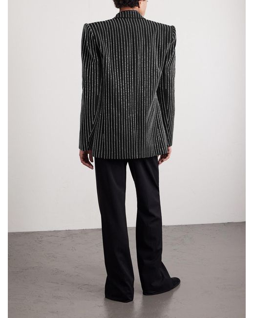 Balmain Black Bead-Embellished Woven Blazer for men