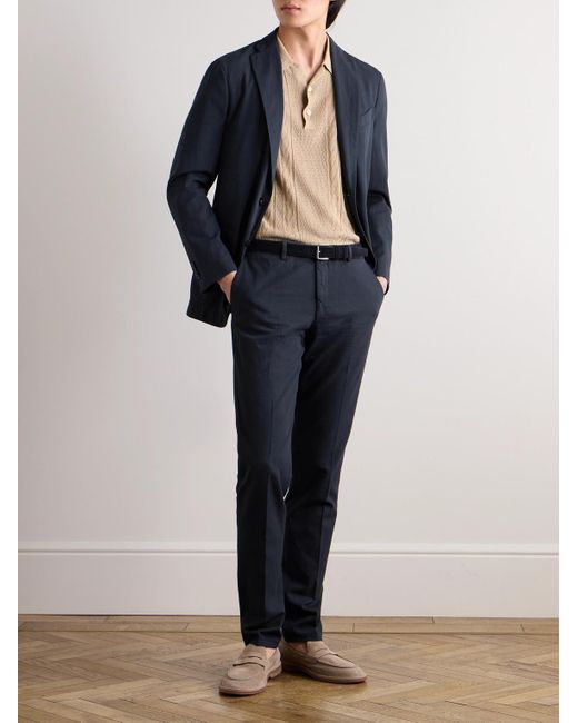 Boglioli Blue Tapered Cotton And Linen-blend Twill Suit Trousers for men
