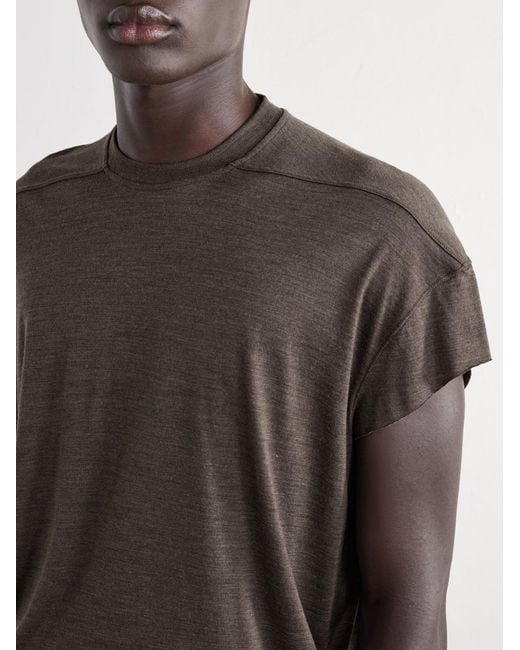 Rick Owens Gray Jumbo Wool And Silk-Blend Jersey T-Shirt for men