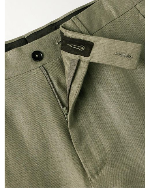 Zegna Green Slim-Fit Oasi Lino Twill Suit Trousers for men