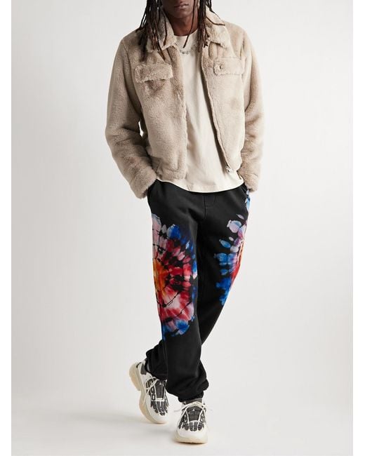 Amiri Blue Tapered Tie-Dyed Cotton-Jersey Sweatpants for men
