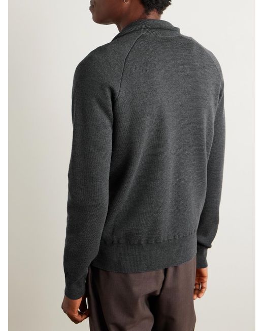 Piacenza 1733 Gray Slim-fit Virgin Wool Zip-up Cardigan for men