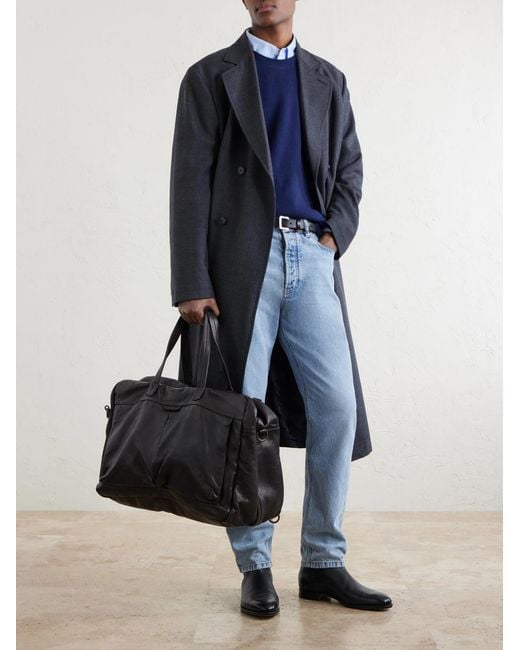 Officine Creative Black Helmet 056 Full-Grain Leather Weekend Bag for men