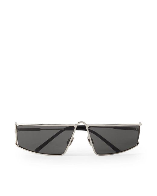 Saint Laurent Gray New Wave Rectangular-frame Silver-tone Sunglasses for men