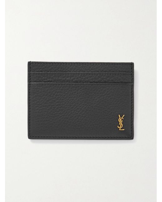 Saint Laurent Black Logo-appliquéd Full-grain Leather Cardholder for men