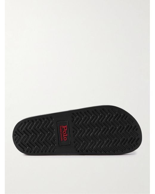 Polo Ralph Lauren Black Logo-embossed Rubber Slides for men