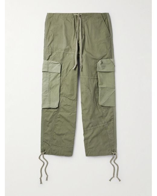 Greg Lauren Weit geschnittene Cargohose aus Baumwoll-Canvas mit Kordelzug in Patchwork-Optik in Green für Herren