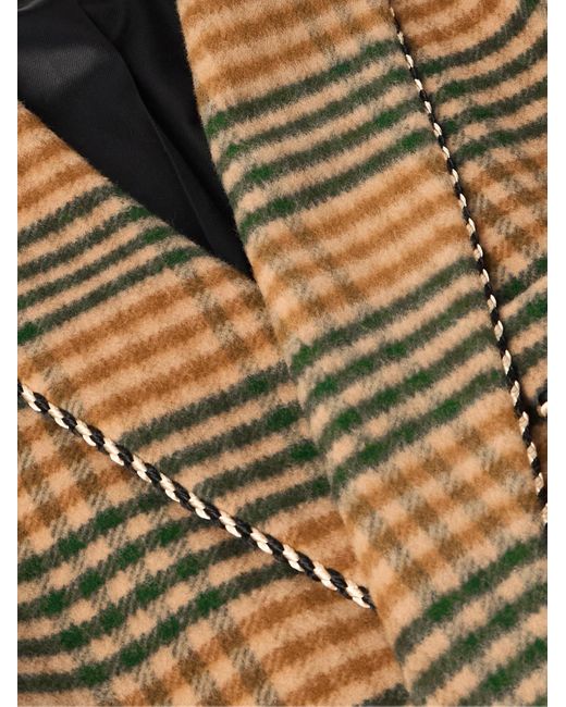 Céline Natural Double-Breasted Checked Wool Coat for men
