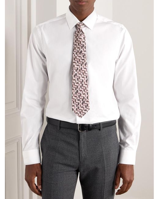 Paul Smith White Slim-fit Cutaway-collar Cotton-poplin Shirt for men