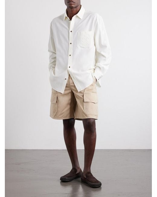 Loewe Natural Paula's Ibiza Anagram-Embroidered Lyocell-Poplin Shirt for men