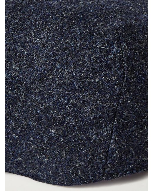 Anderson & Sheppard Blue Herringbone Wool-tweed Flat Cap for men