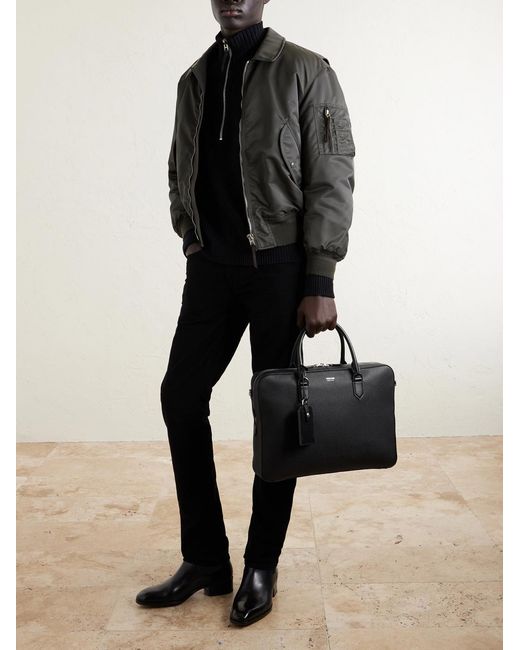 Tom Ford Black Elliot Full-grain Leather Briefcase for men