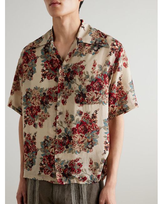 Kapital Natural Camp-Collar Printed Woven Shirt for men