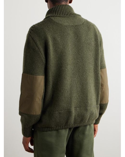 Loro Piana Green Alpe Di Mera Ripstop-Trimmed Cashmere Half-Zip Sweater for men
