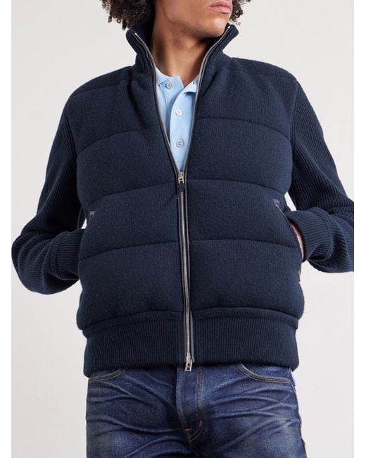 Tom Ford Blue Slim-Fit Quilted Wool Down Jacket for men