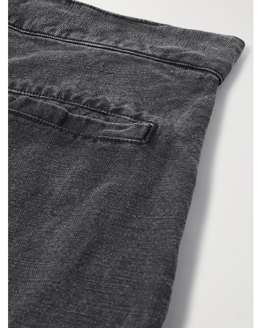 Our Legacy Gray Stern Straight-Leg Belted Cotton And Linen-Blend Canvas Trousers for men