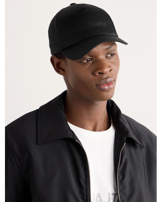 Saint Laurent Black Logo-embroidered Cotton And Linen-blend Gabardine Baseball Cap for men