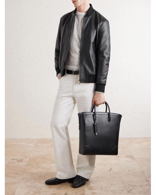 Dunhill Black Century 33 Patina-Leather Tote Bag for men