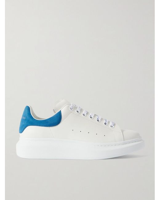 McQueen Blue Exaggerated-Sole Leather Sneakers for men