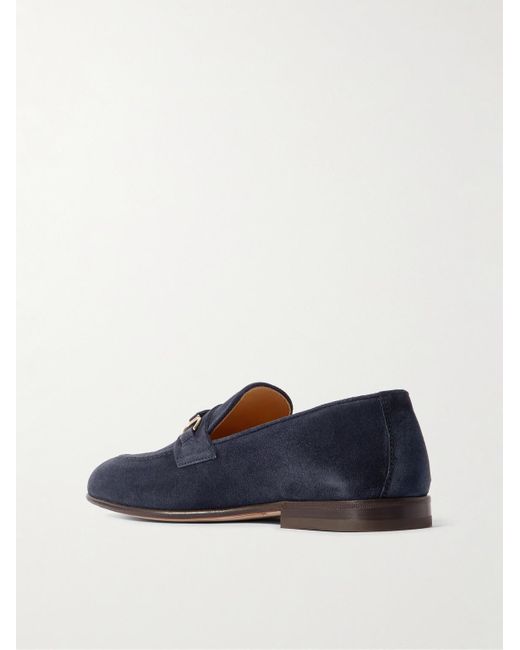 Brunello Cucinelli Blue Embellished Suede Loafers for men