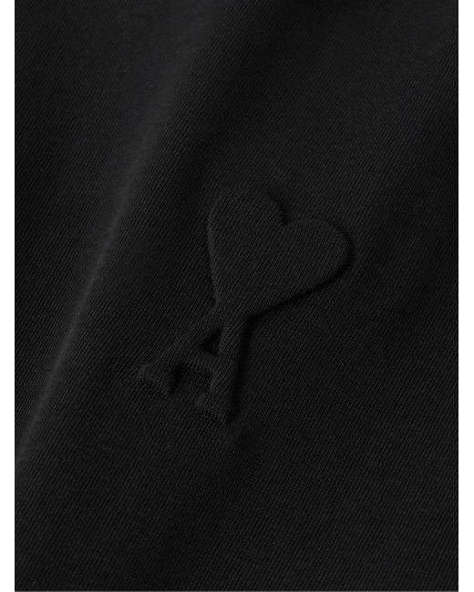 AMI Black Logo-embossed Cotton-jersey T-shirt for men