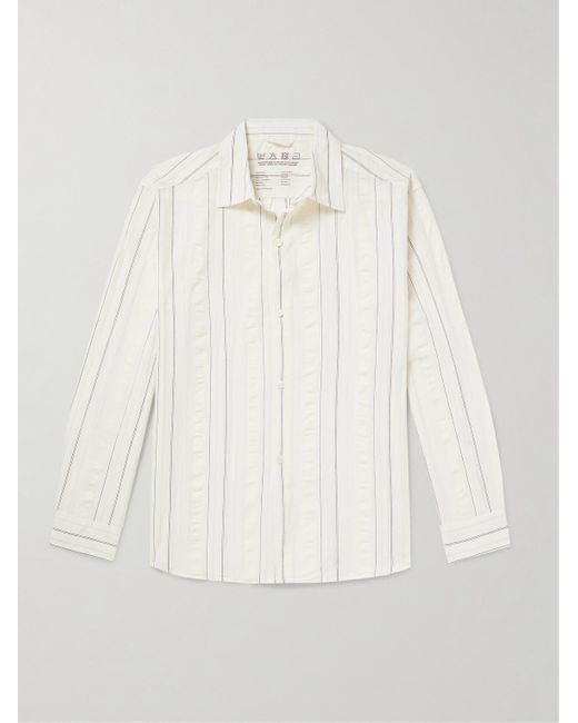 mfpen Natural Generous Striped Seersucker-trimmed Cotton-poplin Shirt for men