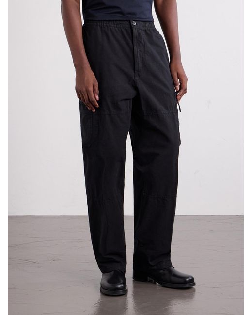 Stone Island Blue Wide-Leg Cotton Ripstop Cargo Trousers for men
