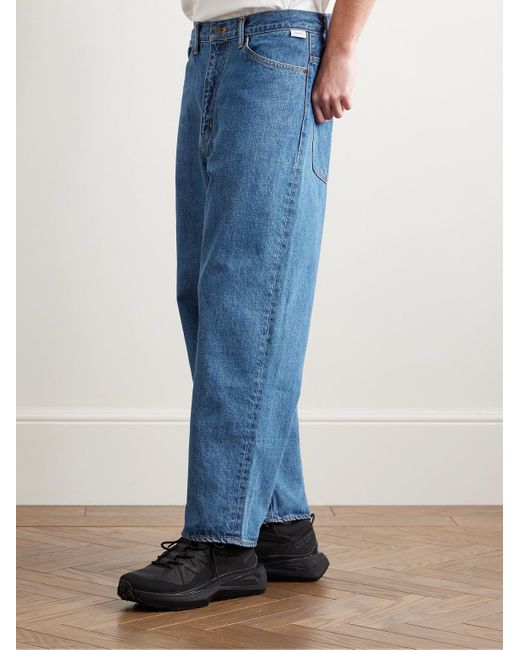 (w)taps Blue Barrel-leg Embroidered Jeans for men