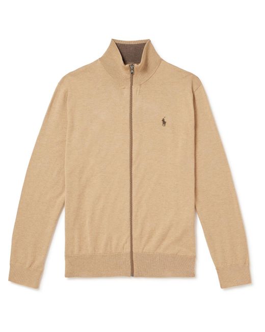 Polo Ralph Lauren Natural Logo-embroidered Cotton Zip-up Sweater for men