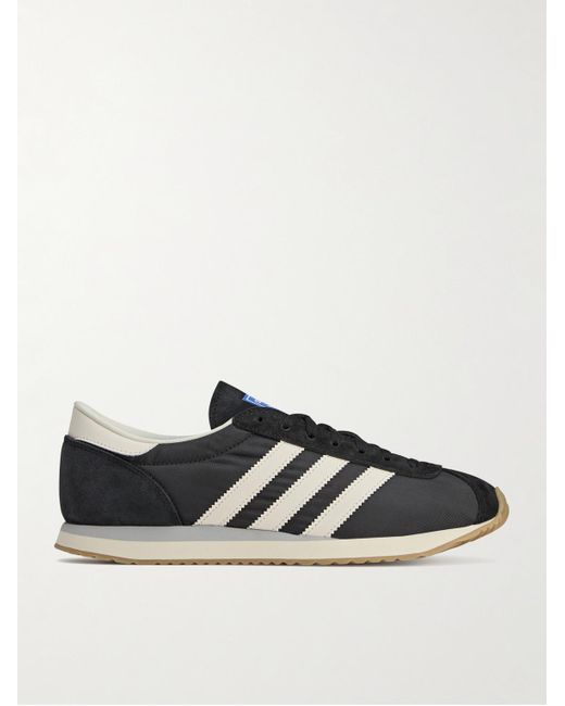Adidas Originals Black Pampanga Spzl Suede And Leather-trimmed Shell Sneakers for men