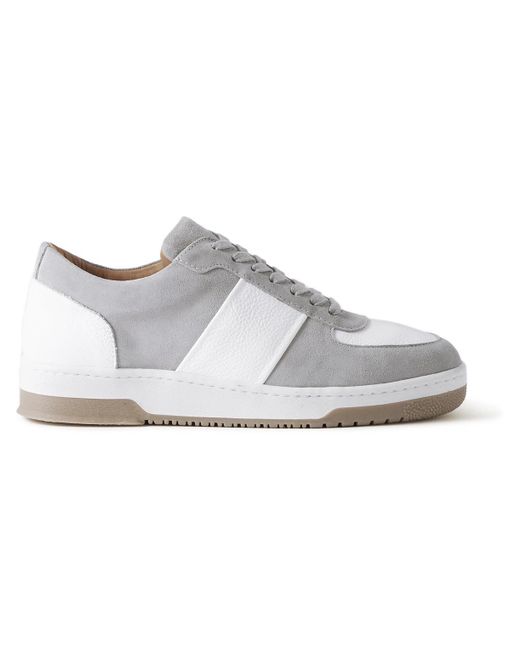 Mr P. White Atticus Suede And Full-grain Leather Sneakers for men