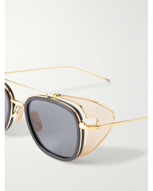 Thom Browne Metallic Round-Frame-Tone Titanium Sunglasses for men