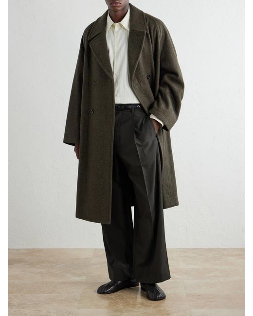 Lemaire Brown Straight-Leg Pleated Woven Trousers for men