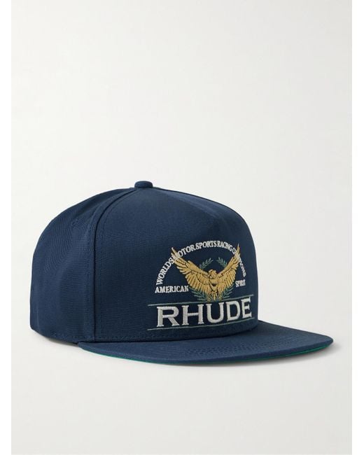 Rhude American Spirit Logo-embroidered Twill Trucker Cap in Blue for ...