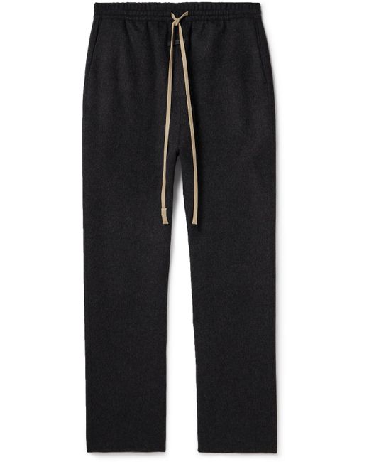 Fear Of God Black Forum Straight-leg Virgin Wool And Cashmere-blend Drawstring Trousers for men