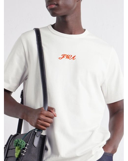 J.W. Anderson White Logo-Embroidered Cotton-Jersey T-Shirt for men