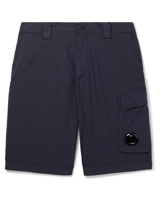 C P Company Blue Straight-leg Logo-appliquéd 50 Fili Cotton-blend Cargo Shorts for men
