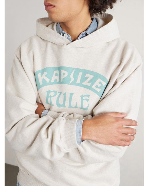 Kapital Natural Printed Wool-blend Jersey Hoodie for men
