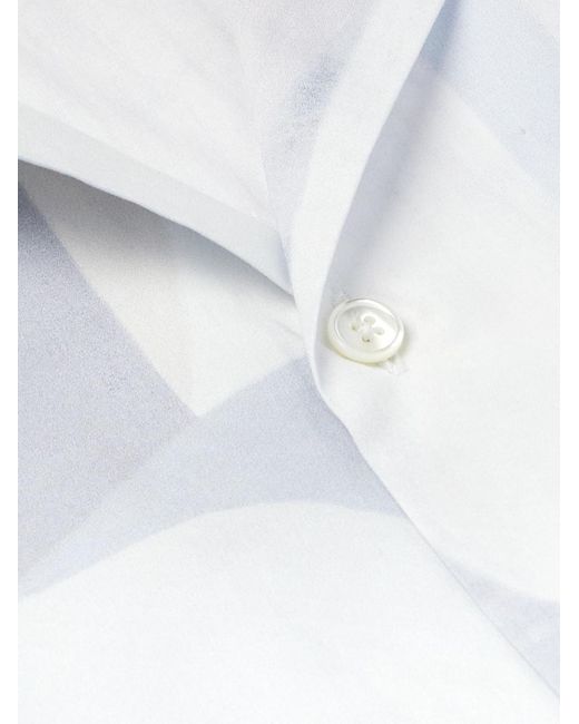 Camicia in popeline di cotone stampato con colletto convertibile di Paul Smith in White da Uomo