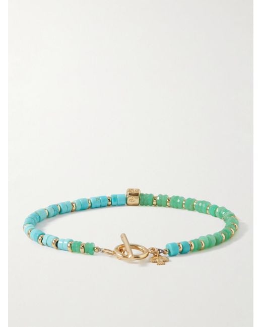 Peyote Bird Green St. Tropez Gold-plated Turquoise And Chyrsoprase Beaded Bracelet for men