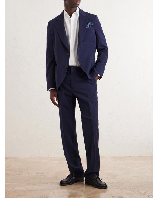 Paul Smith Blue Wool-Blend Seersucker Suit Jacket for men