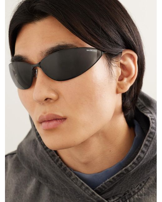 Balenciaga Gray Cat-eye Metal Sunglasses for men