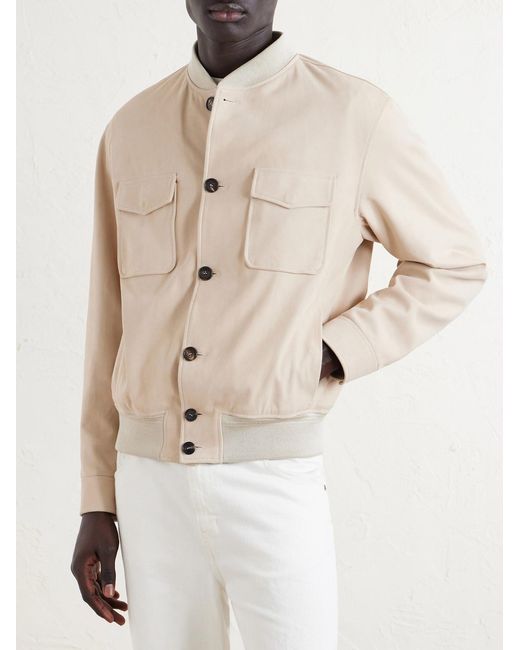 Slowear Natural Suede Bomber Jacket for men