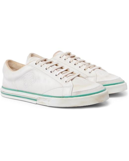 Balenciaga Match Tennis Distressed Leather Sneakers in White for Men Lyst