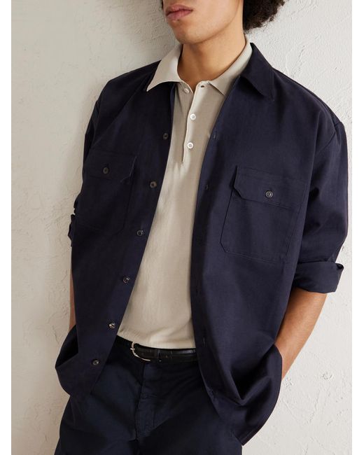 Canali White Cotton Polo Shirt for men