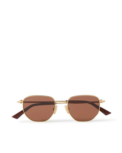 Bottega Veneta Brown Round-frame Gold-tone Sunglasses for men