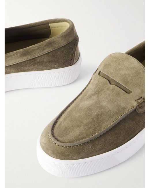 Christian Louboutin Green Paqueboat Suede Penny Loafers for men