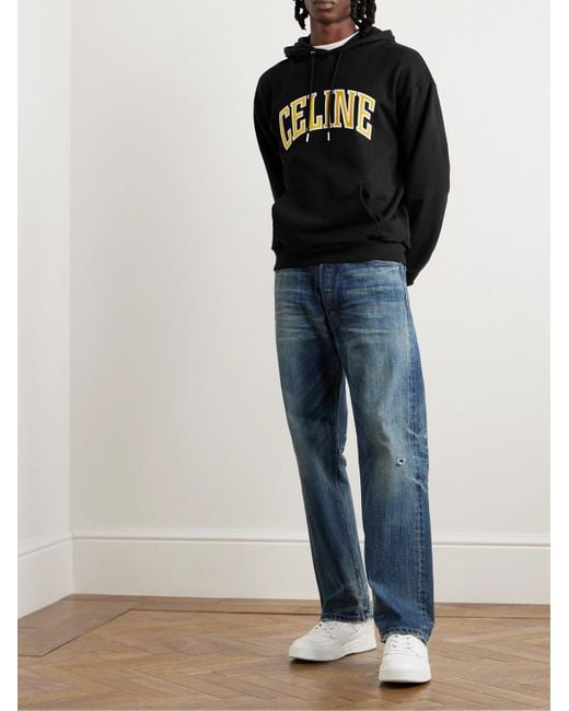 Céline Hoodie aus Jersey aus einer Baumwollmischung mit Logoprint in Black für Herren